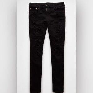American Eagle Outfitters Men's Distressed Black Skinny Jeans